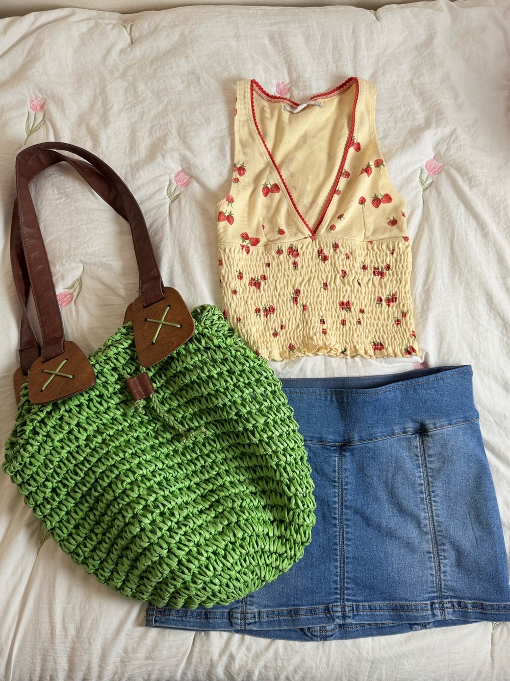 Kimchi Blue Strawberry Ruffled Blouse Urban Outfitters Coquette Top